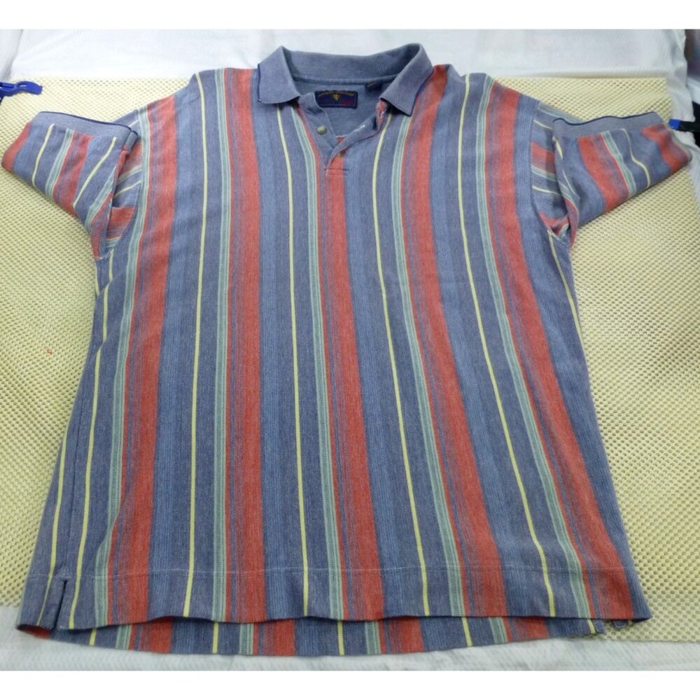 Y2K Apparel Workshop Striped Rugby Polo Shirt XXL 100% Cotton Red & Blue Stripes